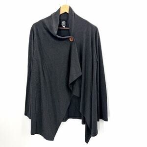 Bobeau Gray Long Sleeve Asymmetrical One-Button Cardigan Sweater Womens Large